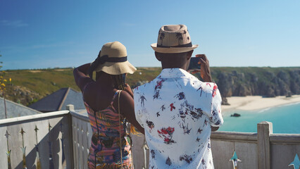 Young beautiful African siblings  in vacation in Cornwall united kingdom  