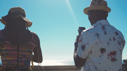 Young beautiful African siblings  in vacation in Cornwall united kingdom 