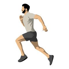 Fototapeta na wymiar Running man illustration. Active fitness. Training and athletes. Sports movement. Flat vector illustration