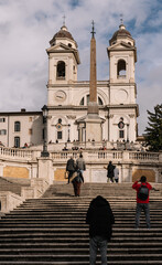 Spanish steps leading to church of most Holy Trinity on Mounts located in Rome