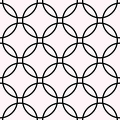 Naklejka premium Interlocking circles Pink and Black pattern. Seamless background tile.