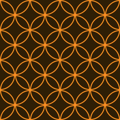 Fototapeta premium Orange and Brown Interlocking Circles Tiles Seamless Pattern Repeat Background 