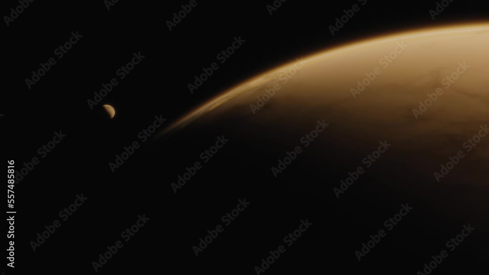 Wall mural alien exoplanet in another solar system. 3d animation of planet in space. planet in a distant galaxy
