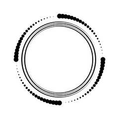Black dots and lines in circle form. Geometric art. Vector illustration. Design element for border frame, round logo, tattoo, sign, symbol, social media, prints, template, flyer, abstract backdrop