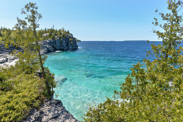 Beautiful landscape of Georgian bay in Bruce Peninsula national park neat Tobermory village in...