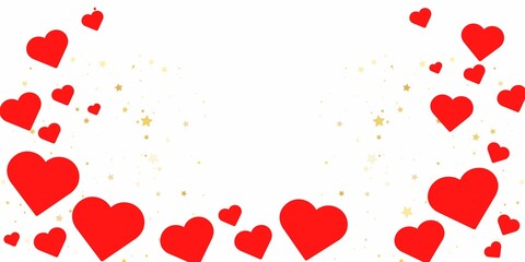 abstract red hearts with golden stars isolated on white background. Vector illustration. perfect for Valentine's day design.