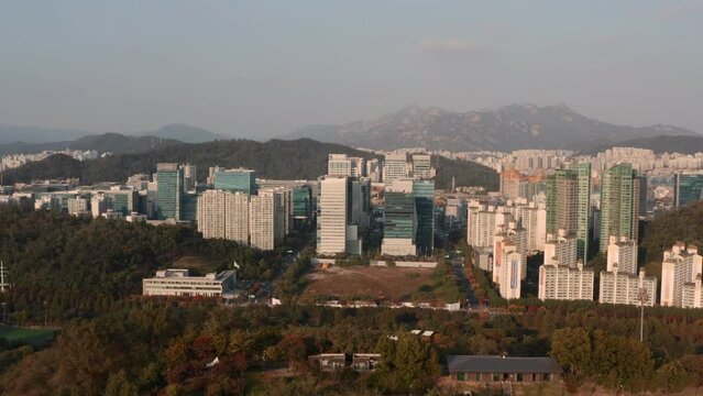 [korea drone footage] seoul city landscape, Seoul, Korea, sang-am