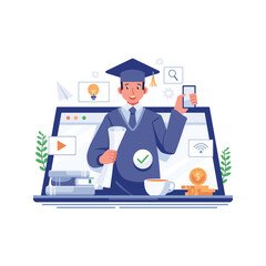 Online learning concept vector illustration.