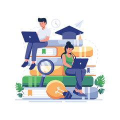 Online learning concept vector illustration.