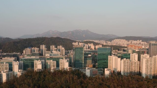 [korea drone footage] seoul city landscape, Seoul, Korea, sang-am