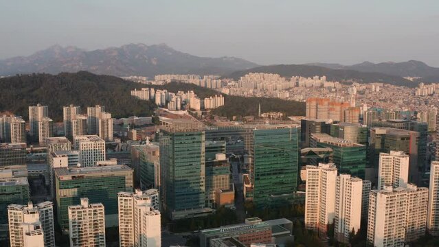 [korea drone footage] seoul city landscape, Seoul, Korea, sang-am