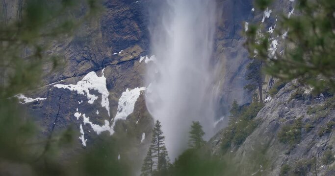 Bridal Veil Falls, Yosemite National Park in winter, California, USA