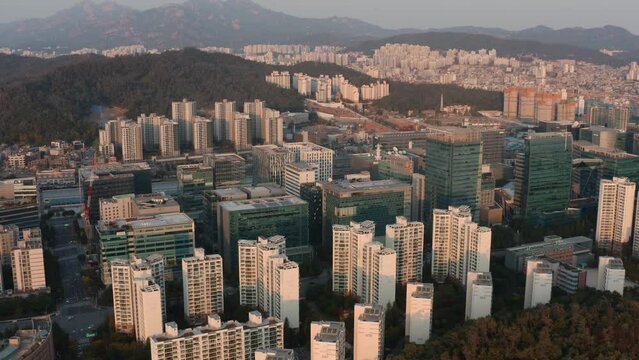[korea drone footage] seoul city landscape, Seoul, Korea, sang-am