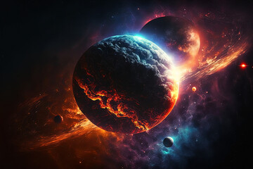 Fantasy is an abstract planet in space with stars and galaxies as its backdrop. Generative AI