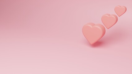 3d render of heart shaped on pink background to illustrate love, wedding, valentines day, affection, happiness, heart, gift, sweet heart, anniversary, and romance.