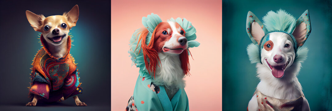 Cute dog in funny costume illustration