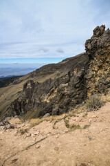 Rocky mountain tops - hiking at the feet of the iztaccíhuatl volcanic mountain outside of mexico city in Izta-Popo National Park