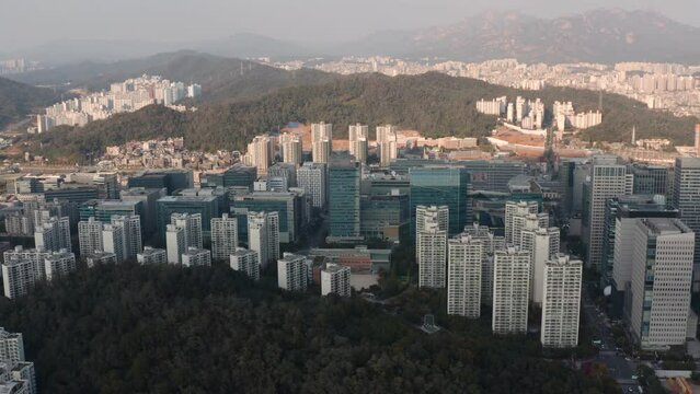 [korea drone footage] seoul city landscape, Seoul, Korea, sang-am
