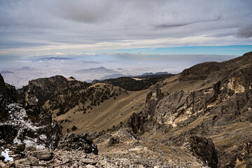 Rocky mountain tops - hiking at the feet of the iztaccíhuatl volcanic mountain outside of mexico city in Izta-Popo National Park