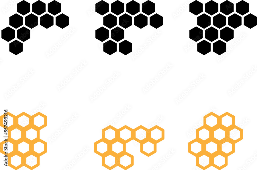 Poster honeycomb yellow vector simple icon set on white background..eps