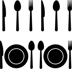Knife spoon and fork icon illustration on white background..eps