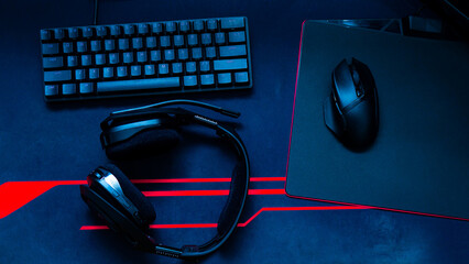 gaming set gaming boy and computer mouse and keyboard