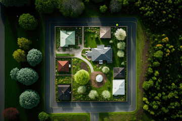 View from above of a land parcel. Gps registration survey of real estate, property, and area for map. Residential development and building concept. Also available for sale, purchase, or investment ho
