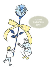 父の日　お父さんにバラをあげる男の子