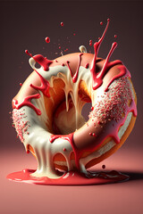 Valentine heart donut, love and romance concept, Generative AI image