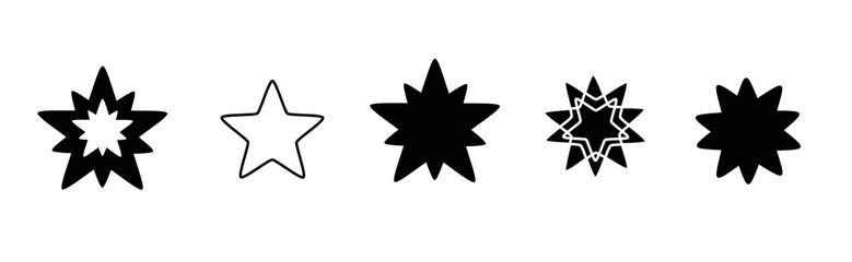 Star drawings. Line art stars. Set of star drawings. Stars vector set.
