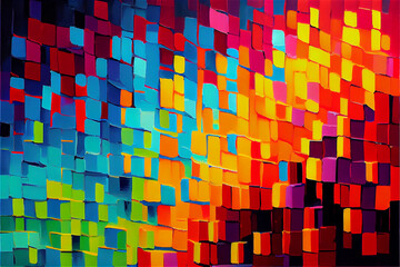 Modern abstract painting in multiple colors with geometric pattern ideal for art backgrounds