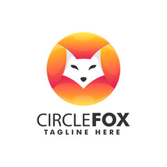 Vector Logo Illustration Circle Fox Gradient Colorful Style.