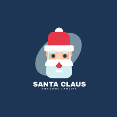Vector Logo Illustration Santa Claus Simple Mascot Style.