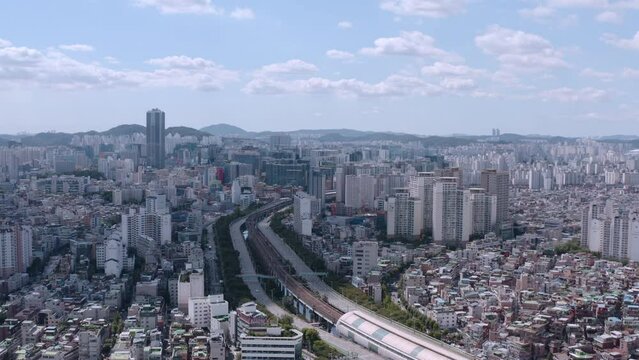 [korea drone footage] Seoul city landscape, Korea, Guro, Digital Complex