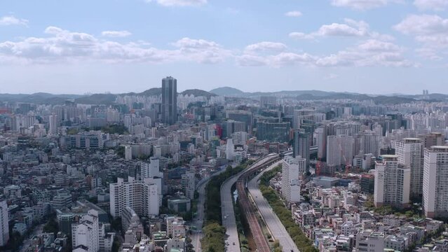 [korea drone footage] Seoul city landscape, Korea, Guro, Digital Complex