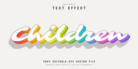 Children rainbow style 3d text effect editable