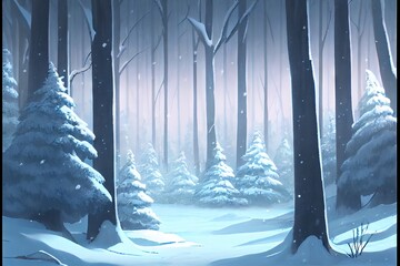 Winter Landscape - snow-covered idyllic winter scene. Natural forest and scenery. Modern and contemporary digital oil painting with 3D shading made to look like photorealism by generative AI