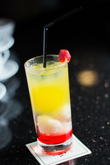 cocktail with ice and lime