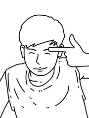 black and white of cute man cartoon for coloring