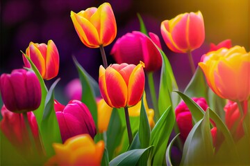 Gorgeous and colorful tulips - photorealism by Generative AI