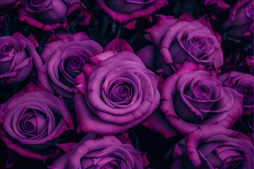 Romantic magenta roses - bright and colorful flowers created by generative AI. Floral background wallpaper with digital painted look.
