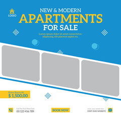 Obraz premium Modern and creative Real estate social media banner template design.