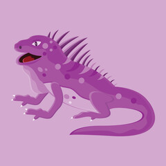 vector purple lizard animal on purple background