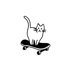 vector illustration of a cat playing a skateboard