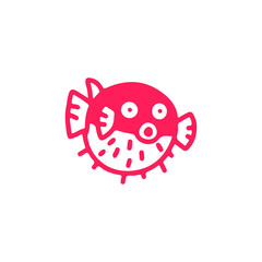 vector illustration of cute puffer fish