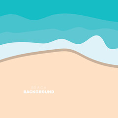 Beach Background, Beach Scene Design With Sand and Ocean Waves, Template Icon Vector Illustration
