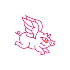 vector illustration of a winged pig