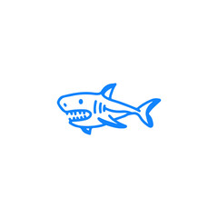 vector outline concept blue shark illustration