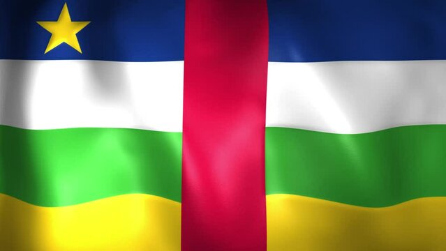 Animation of Central African flag. 4K. Central African Republic flag flying, 3D flag render animation	