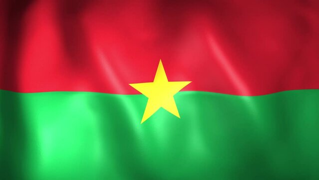 Animation of the Burkina Faso flag. 4K. Burkina flag flying, 3D flag render animation	